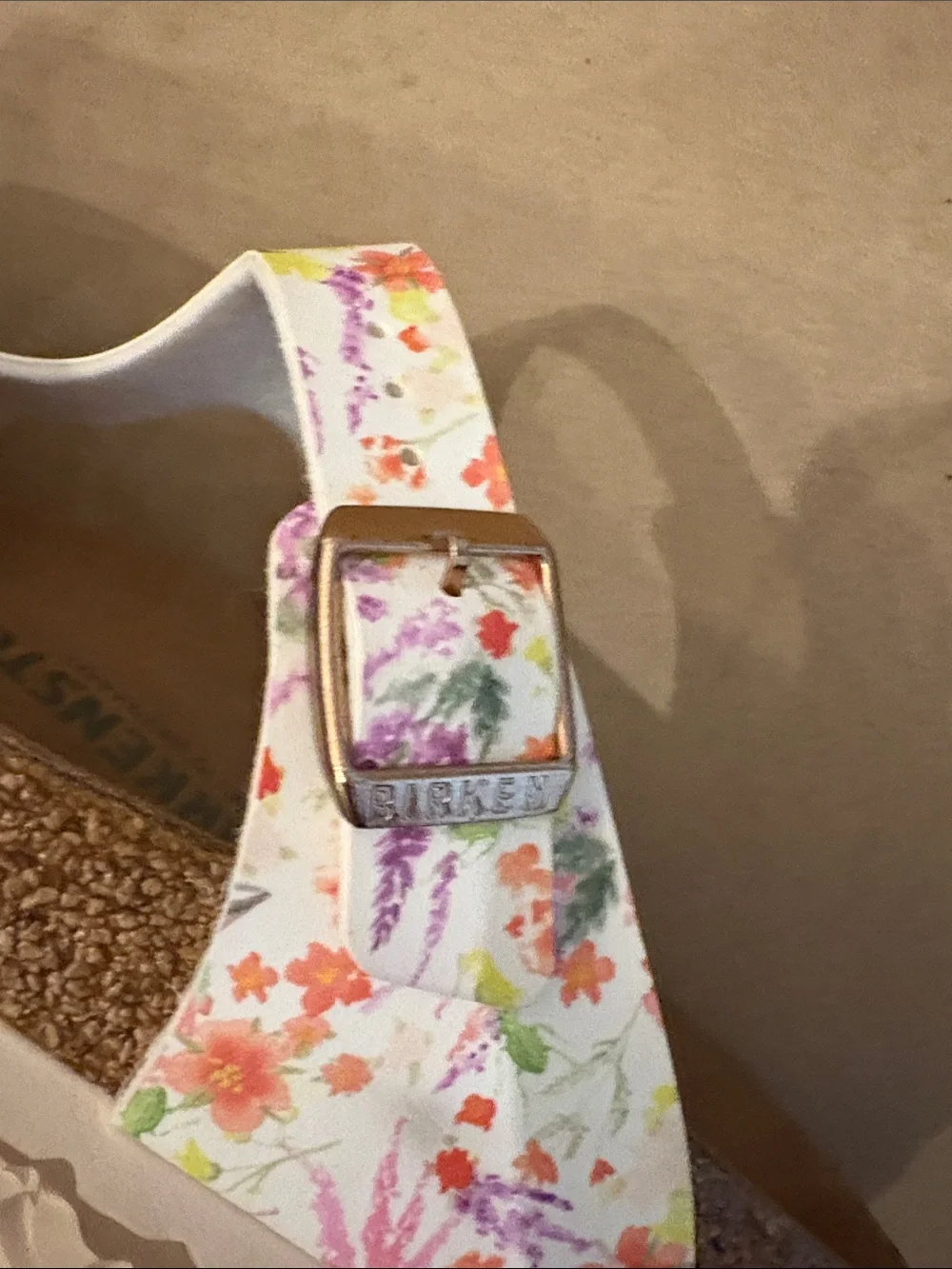 NWOT! Birkenstock Floral Gizeh Thong Sandals - White with Multicolor Floral Prin